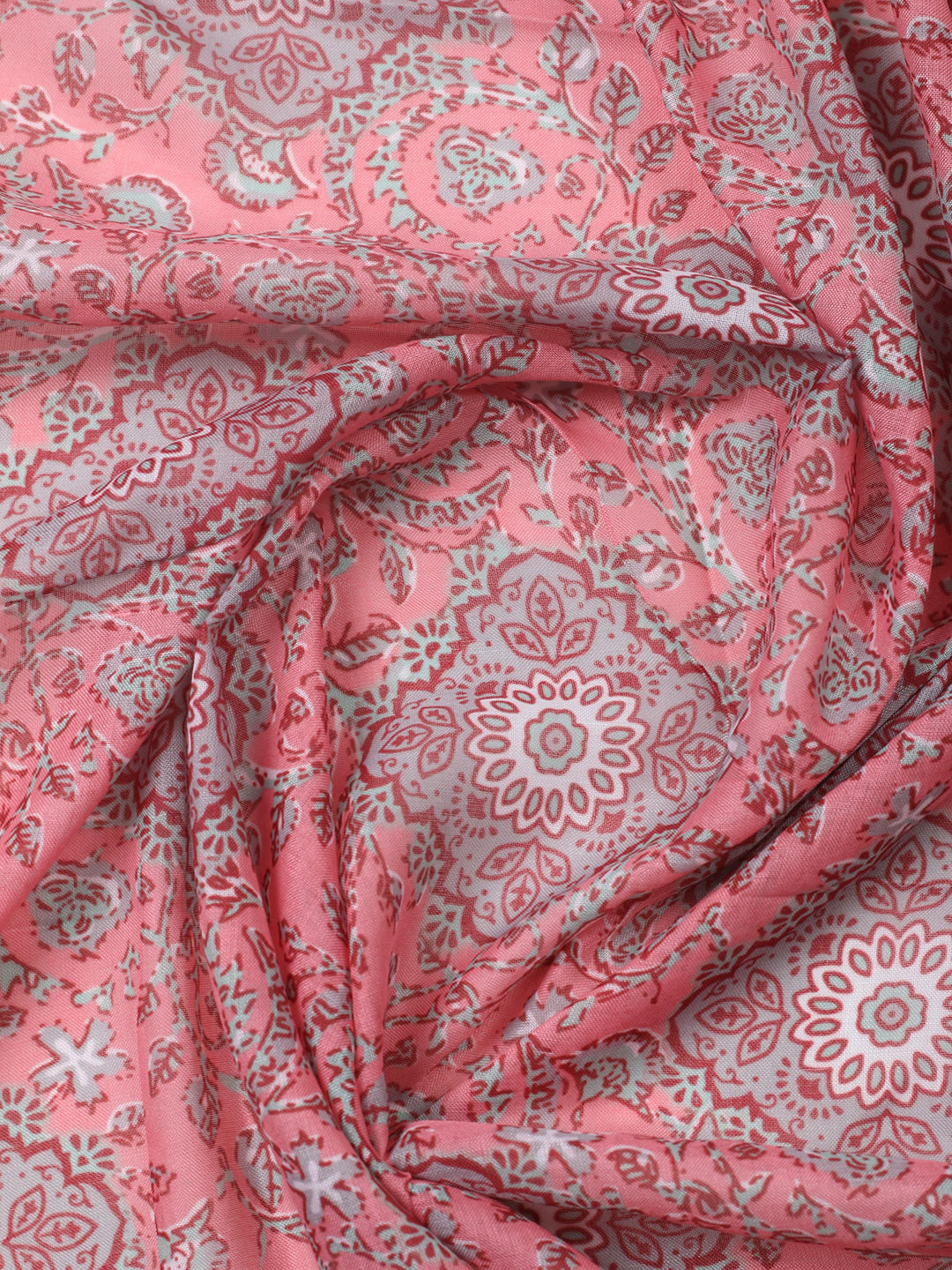 Printed Cotton Blend Unstitched Suit With Pant &amp; Dupatta