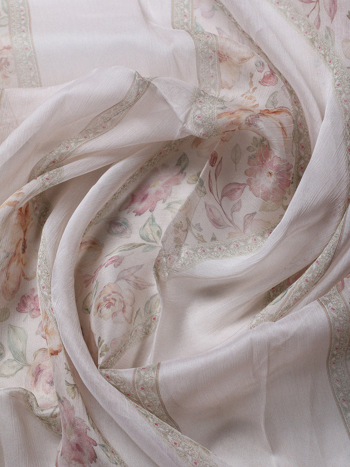 Embroidered Cotton Blend Unstitched Suit With Pant &amp; Dupatta