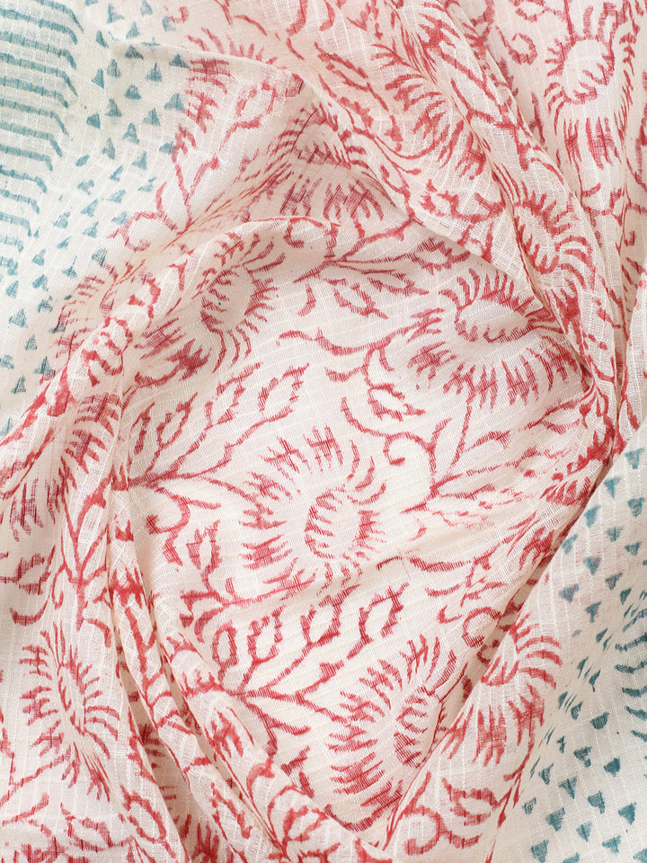Printed Cotton Blend Unstitched Suit With Pant &amp; Dupatta