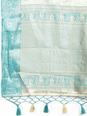 Plain Zari Border Banarasi Woven Saree