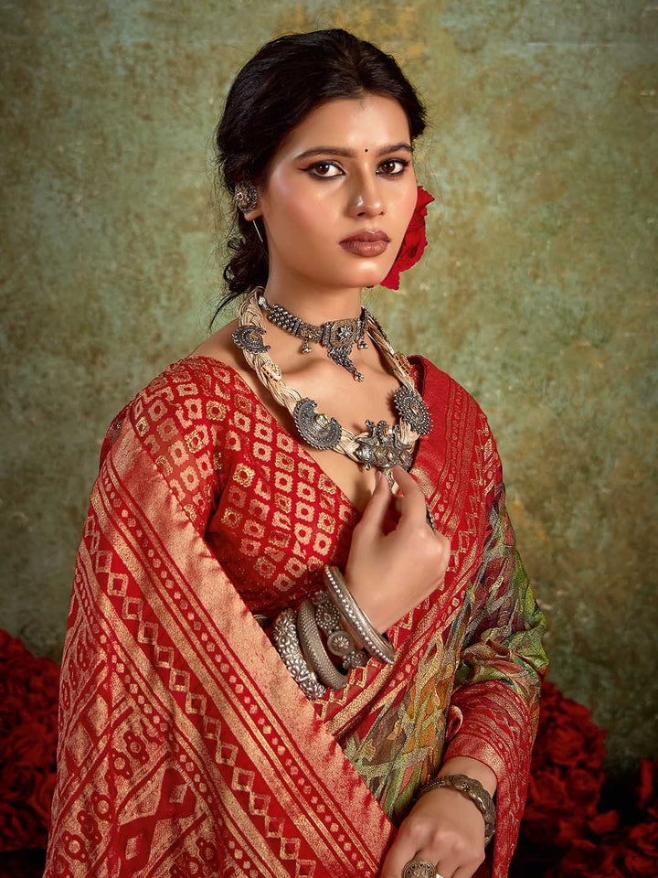 Abstract Printed Georgette Saree