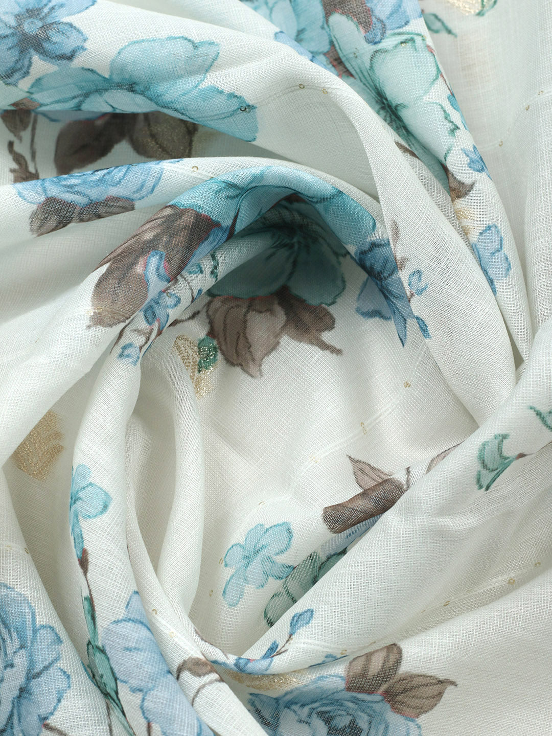 Embroidered Linen Blend Unstitched Suit With Pant &amp; Dupatta
