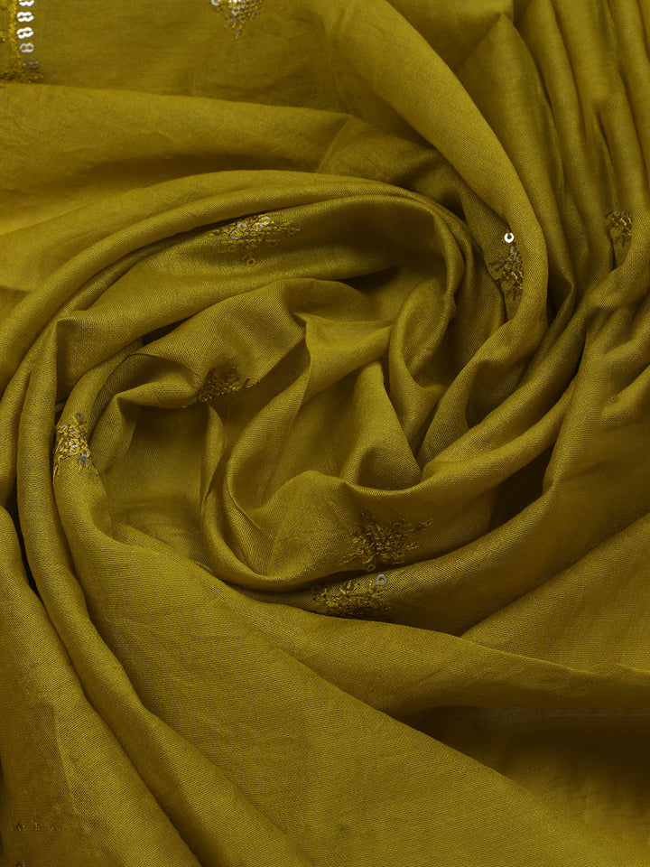 Embroidered Chanderi Unstitched Suit With Dupatta