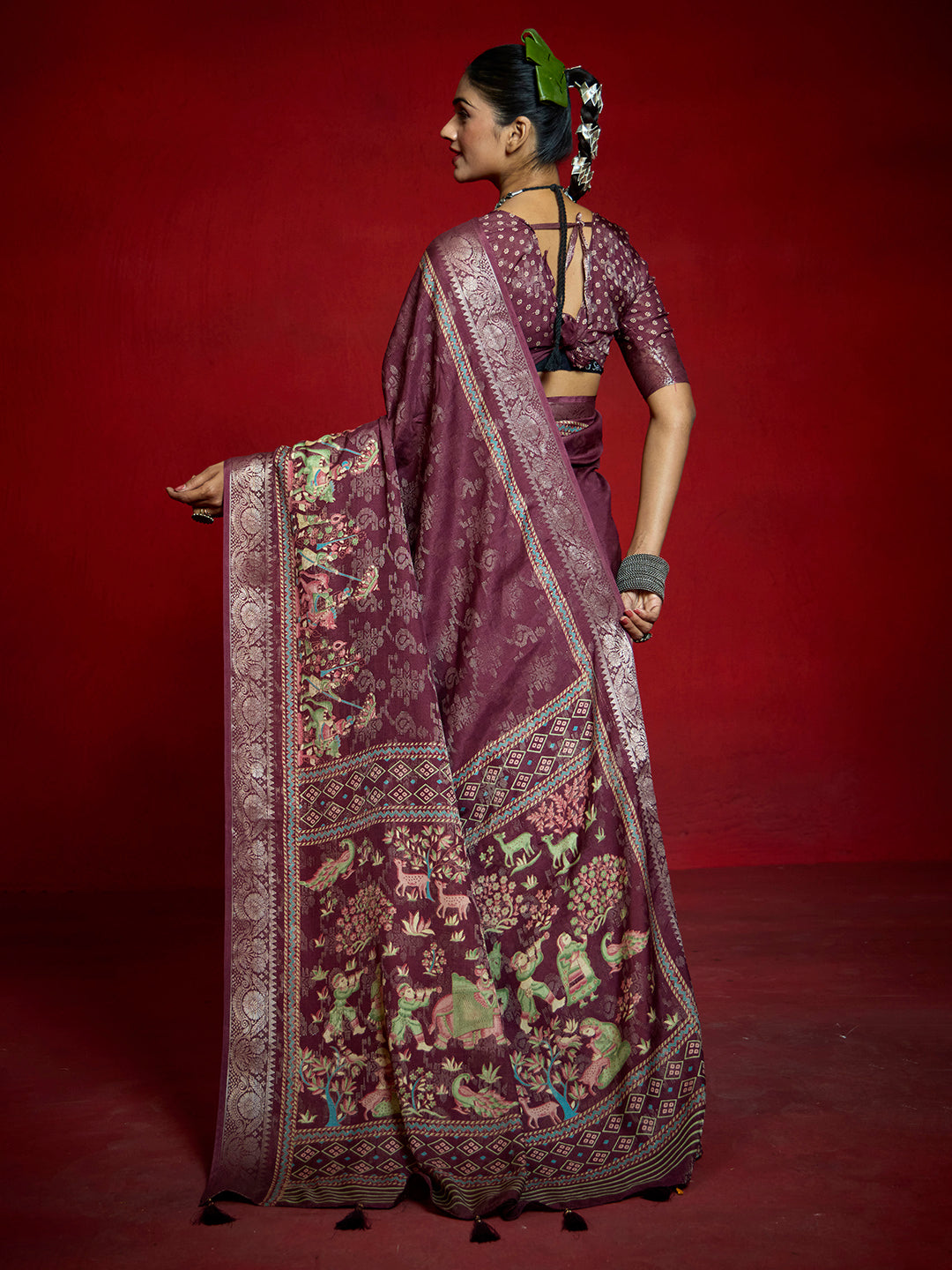 Abstract Printed Art Silk Saree