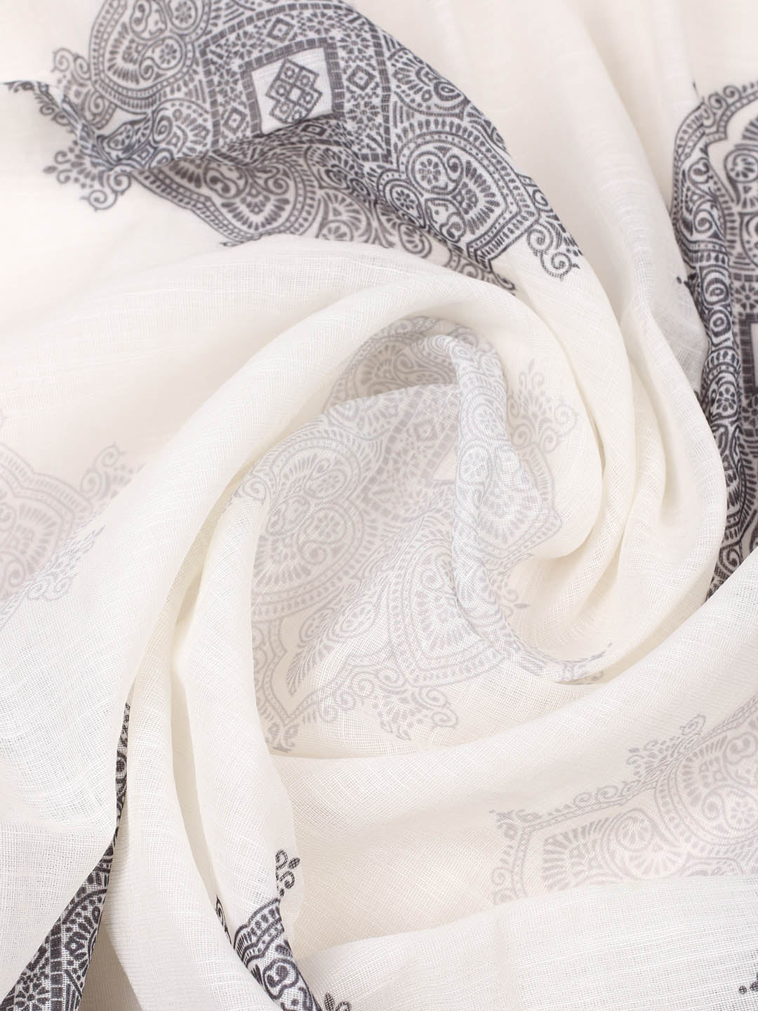 Printed Cotton Blend Unstitched Suit With Pant &amp; Dupatta