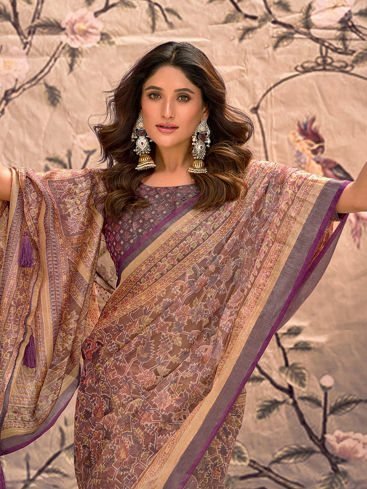 Abstract Printed Art Silk Saree