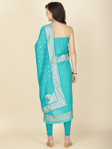 Woven Chanderi Unstitched Suit Piece With Dupatta