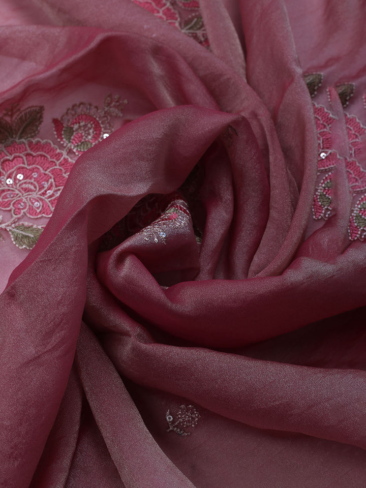 Embroidered Tissue Unstitched Suit With Dupatta
