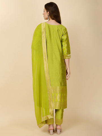 Zari Jaal Woven Handloom Suit Set With Dupatta