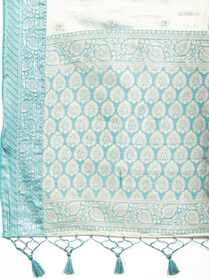Plain Zari Border Banarasi Woven Saree