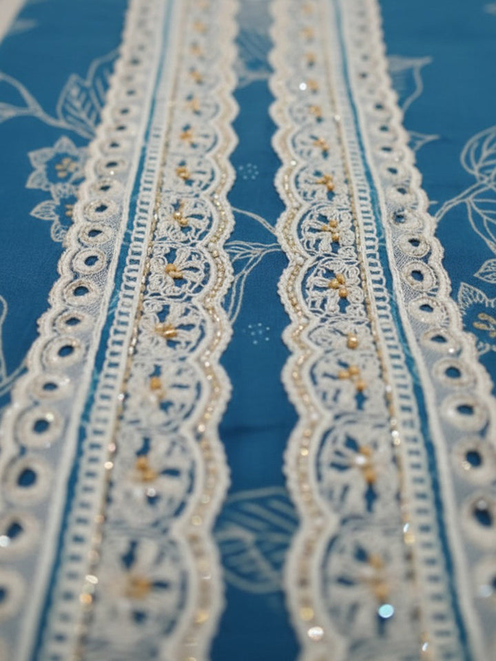 Printed Cotton Blend Unstitched Suit With Pant &amp; Dupatta