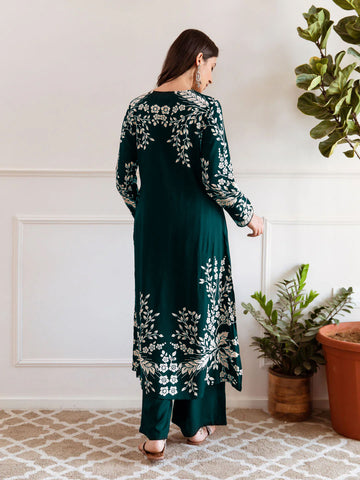 Floral Printed Cotton Kurta With Palazzo