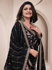 Embroidered Chinon Unstitched Suit With Pant & Dupatta