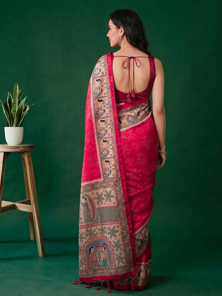 Printed Tussar Silk Saree