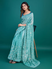 Sequins Embroidery Georgette Saree