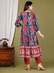 Printed Chanderi Kurta With Pants & Dupatta