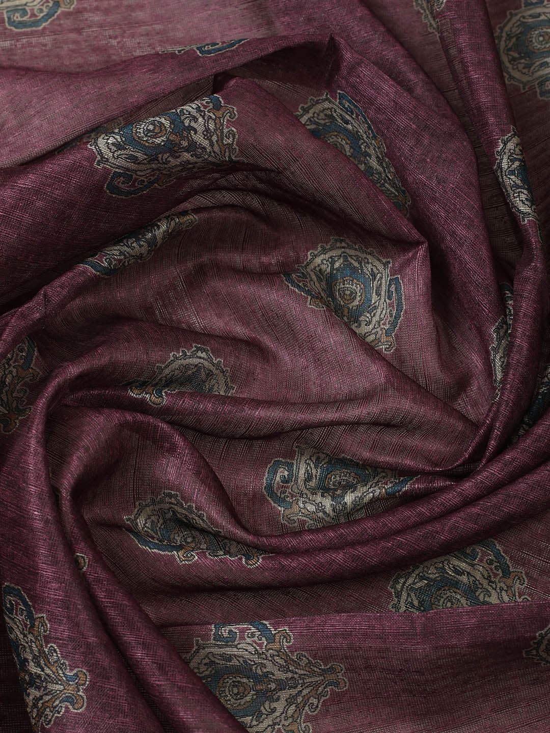 Printed Chanderi Unstitched Suit With Pant &amp; Dupatta