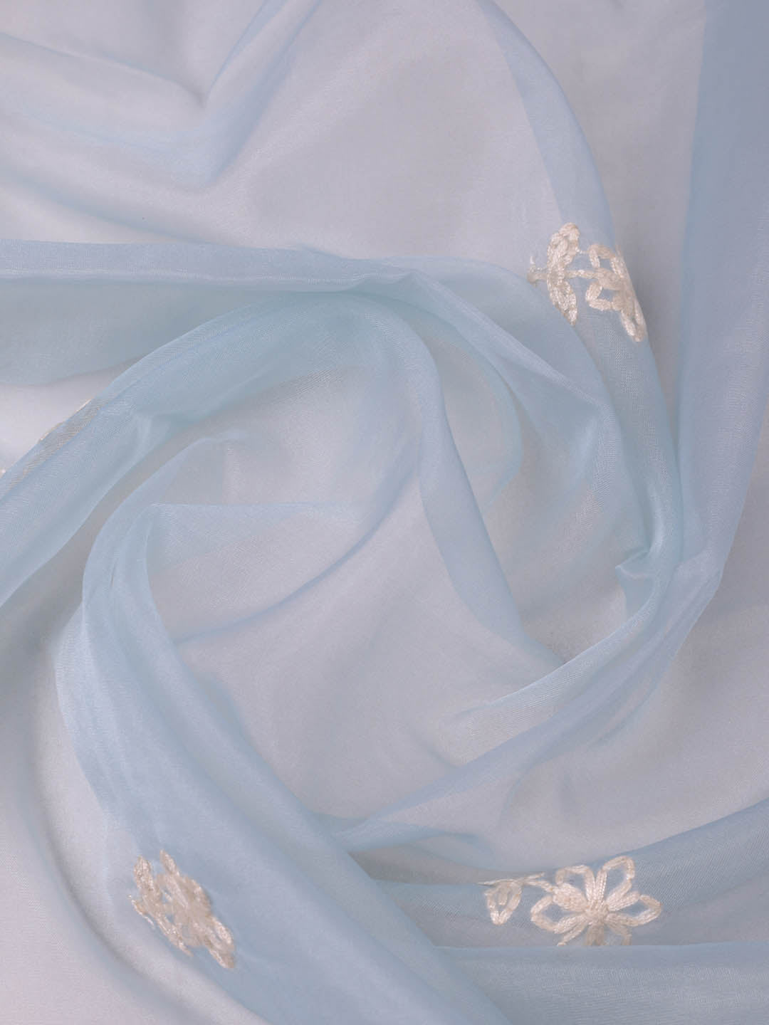 Embroidered Chanderi Unstitched Suit With Pant &amp; Dupatta