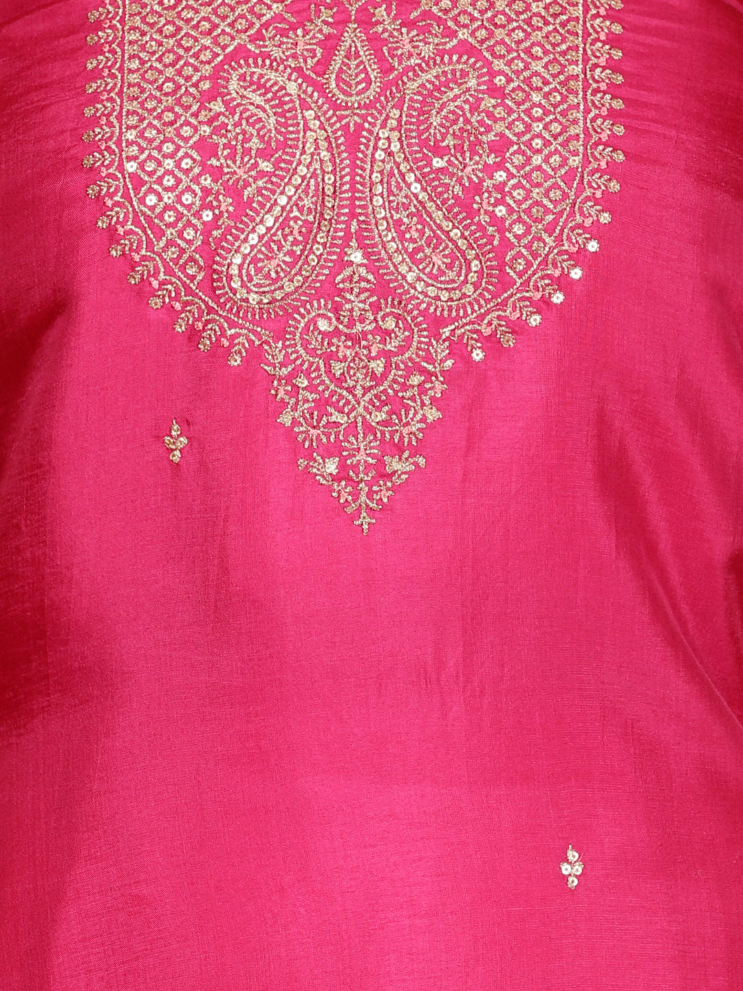 Neck Embroidery Chanderi Unstitched Suit Piece With Banarsi Dupatta