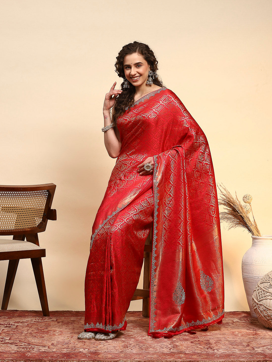 Woven Design Satin Saree