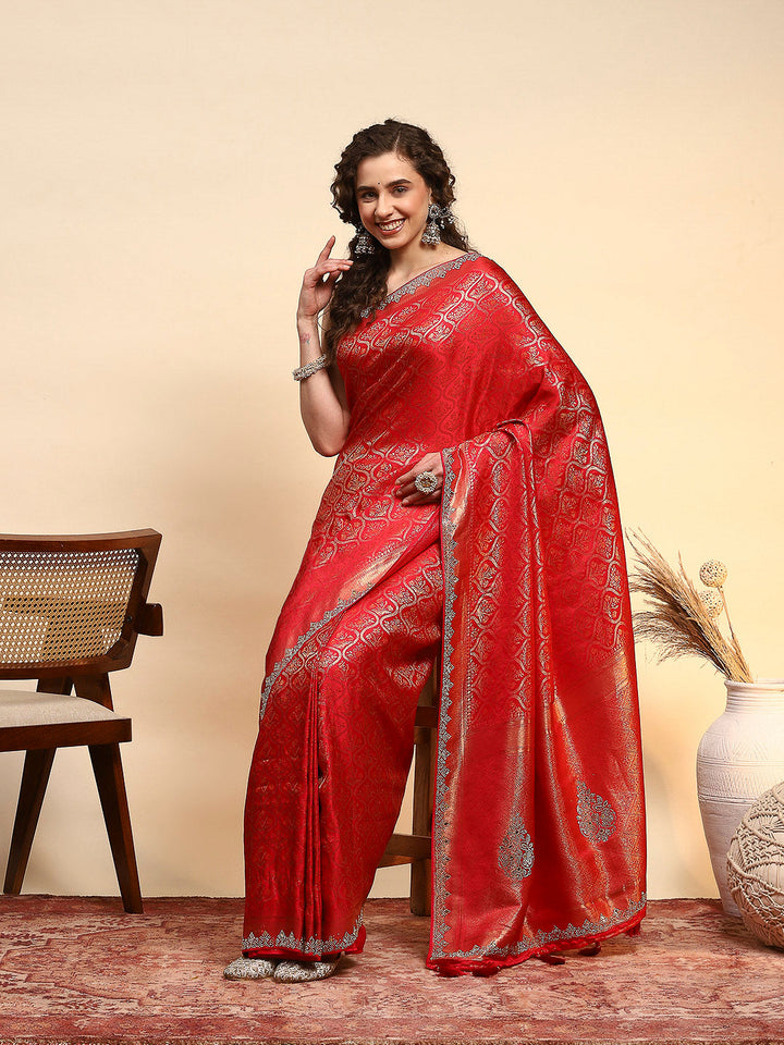 Woven Design Satin Saree