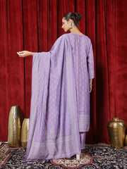 Printed Chanderi Kurta With Pants & Dupatta