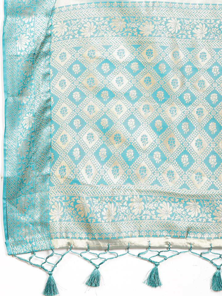 Plain Zari Border Banarasi Woven Saree