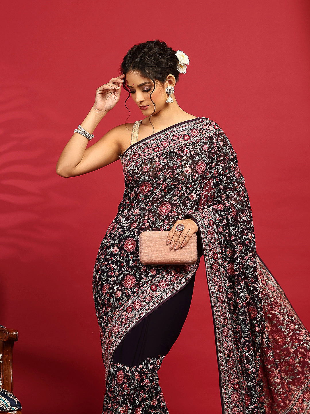 Embroidered Georgette Saree