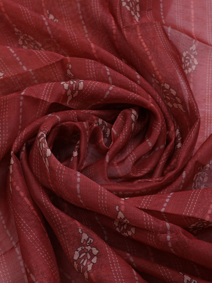 Printed Chanderi Unstitched Suit With Dupatta