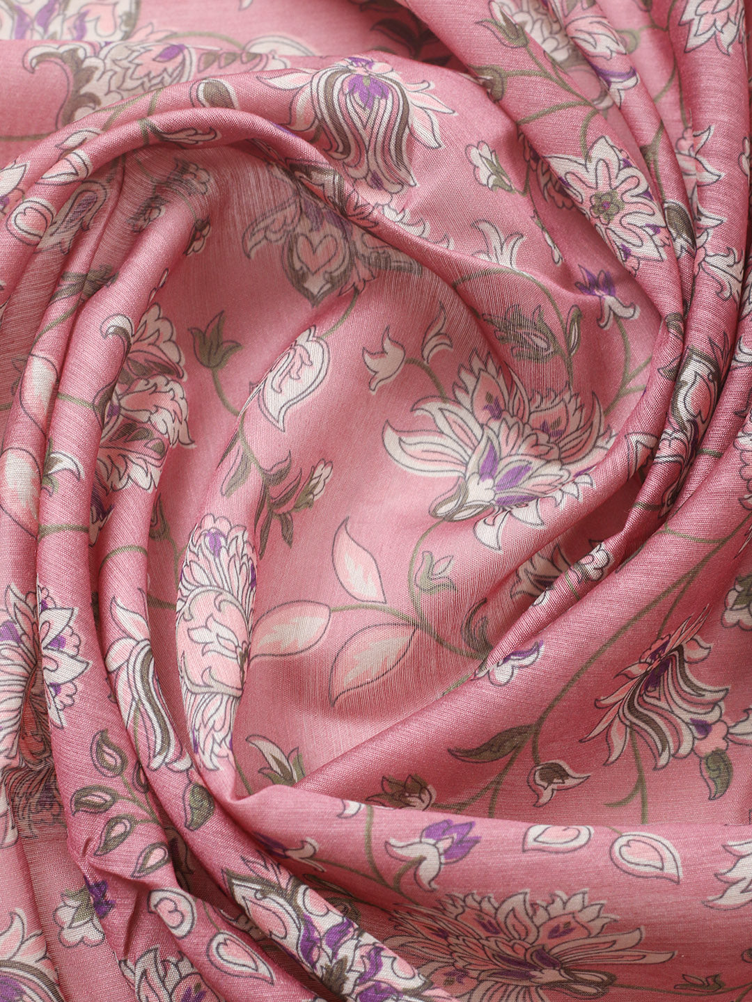 Printed Chanderi Unstitched Suit With Pant &amp; Dupatta