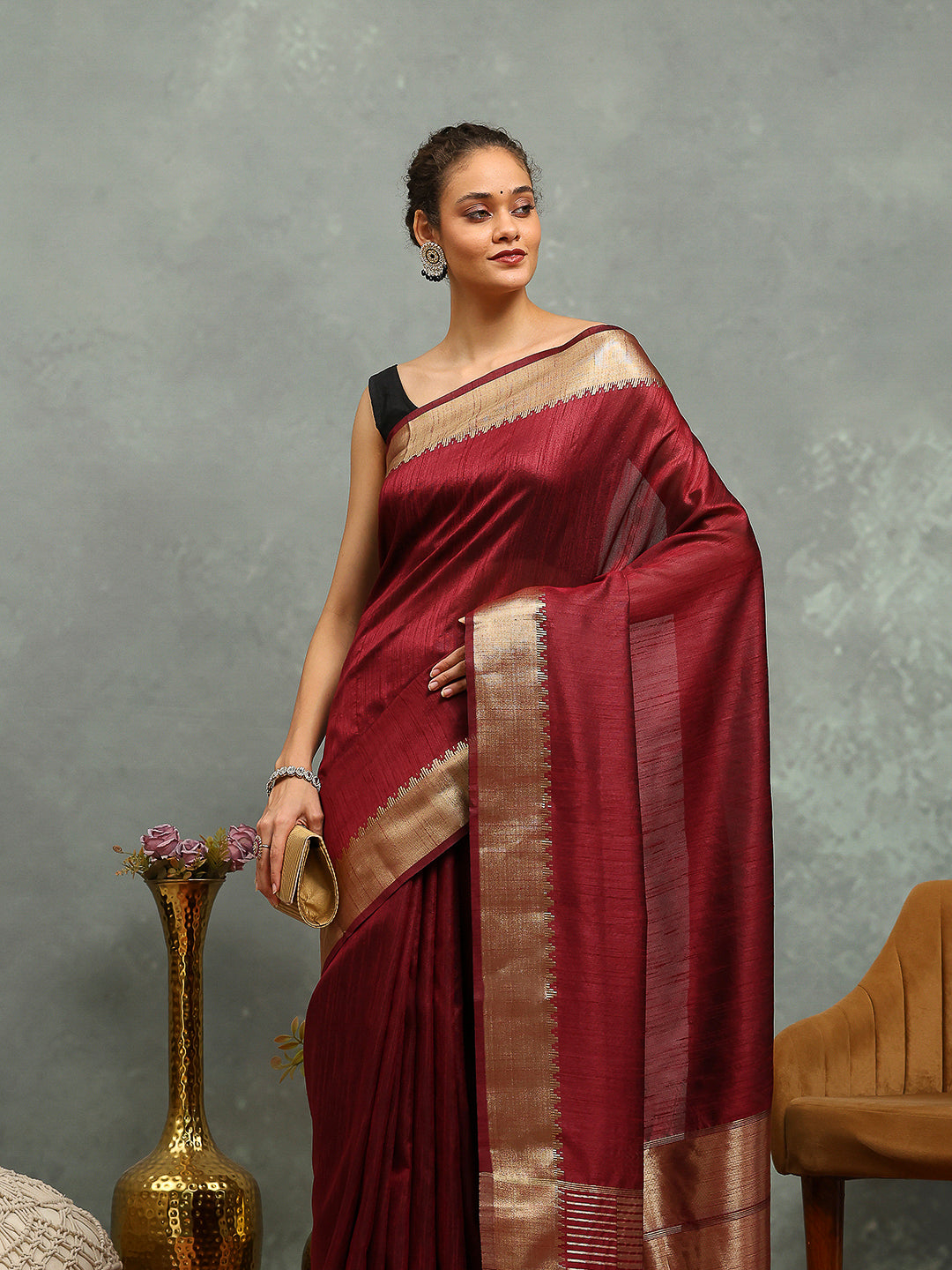 Plain Art slik Saree