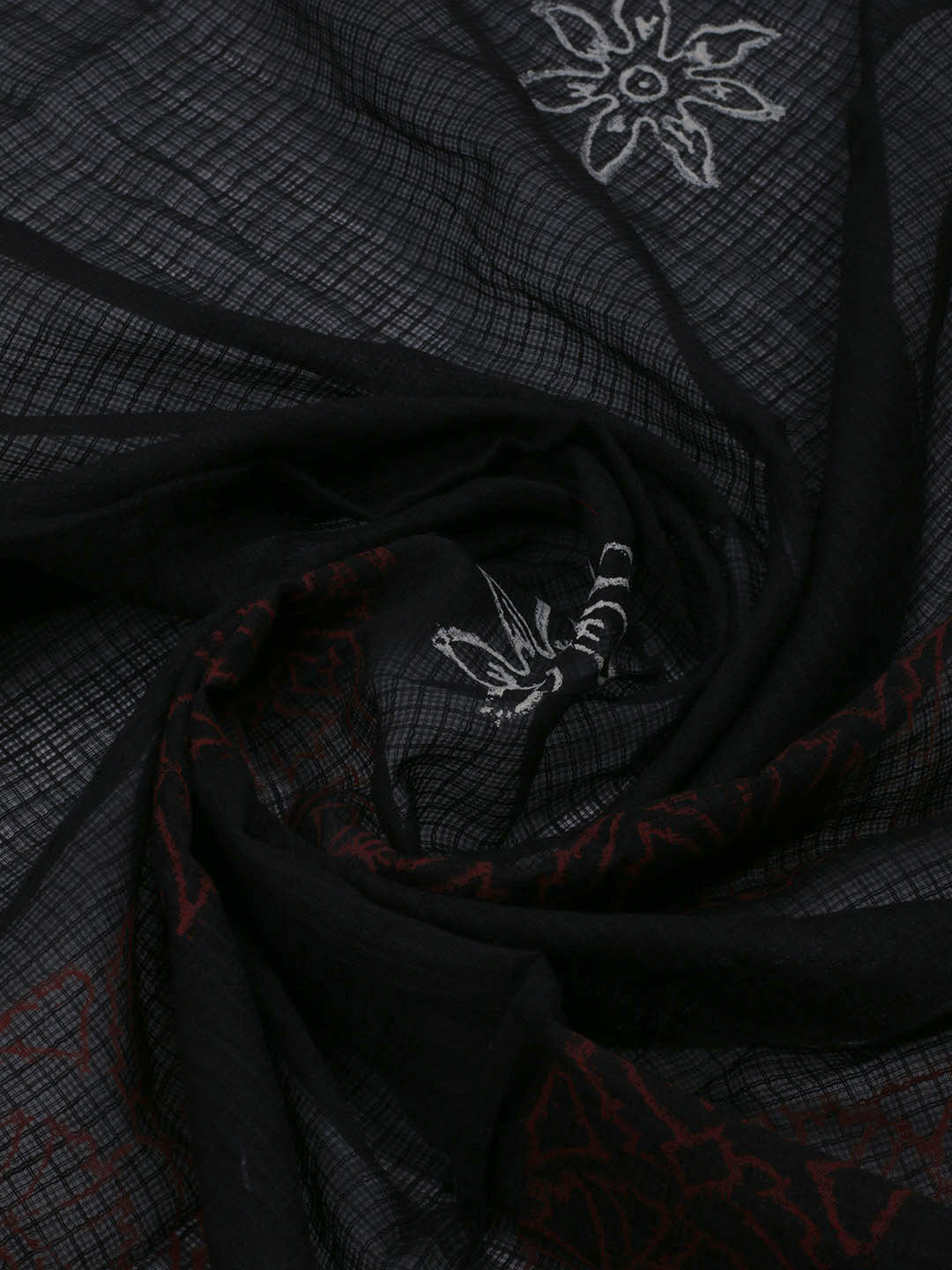 Patch Neck Cotton Blend Unstitched Suit With Dupatta