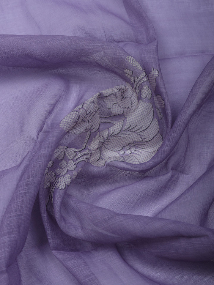 Embroidered Linen Blend Unstitched Suit With Pant &amp; Dupatta