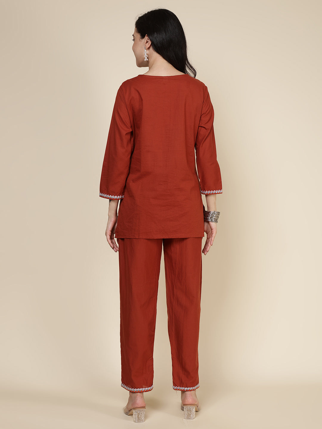 Printed Cotton Blend Kurta With Pants