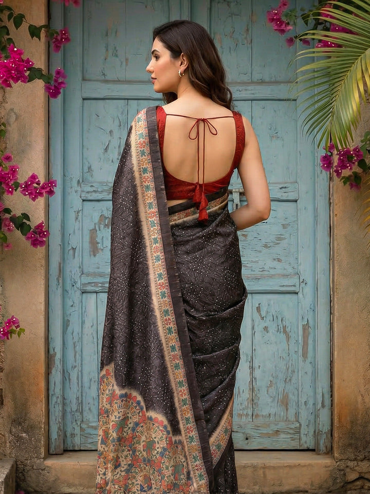 Printed Tussar Silk Saree