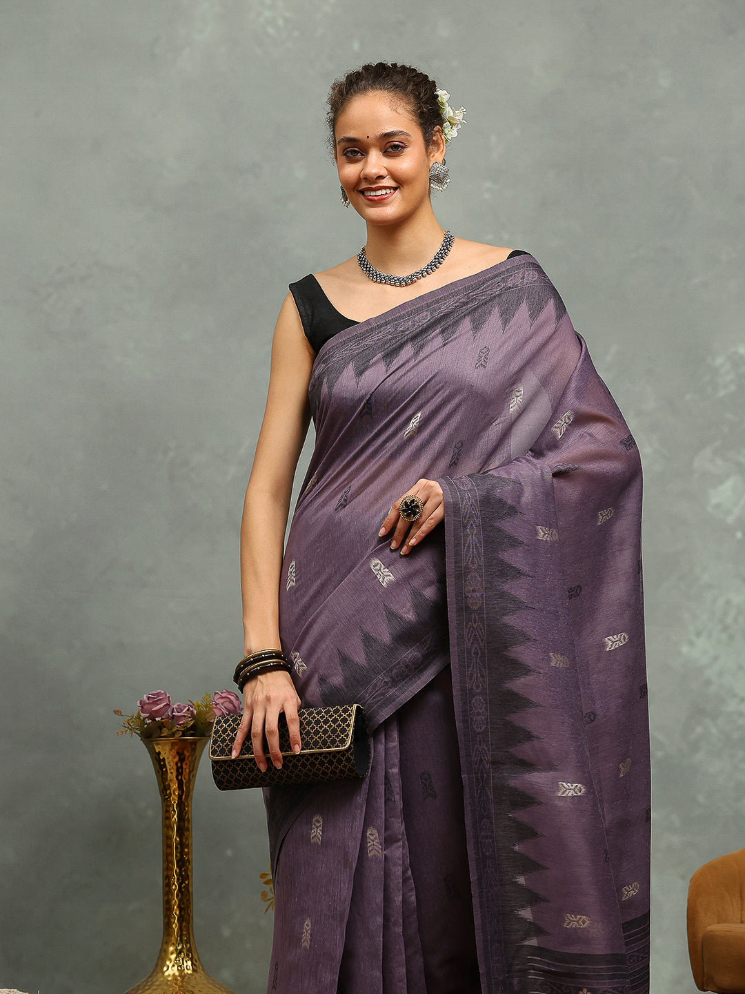 Resham Booti Woven Cotton Saree