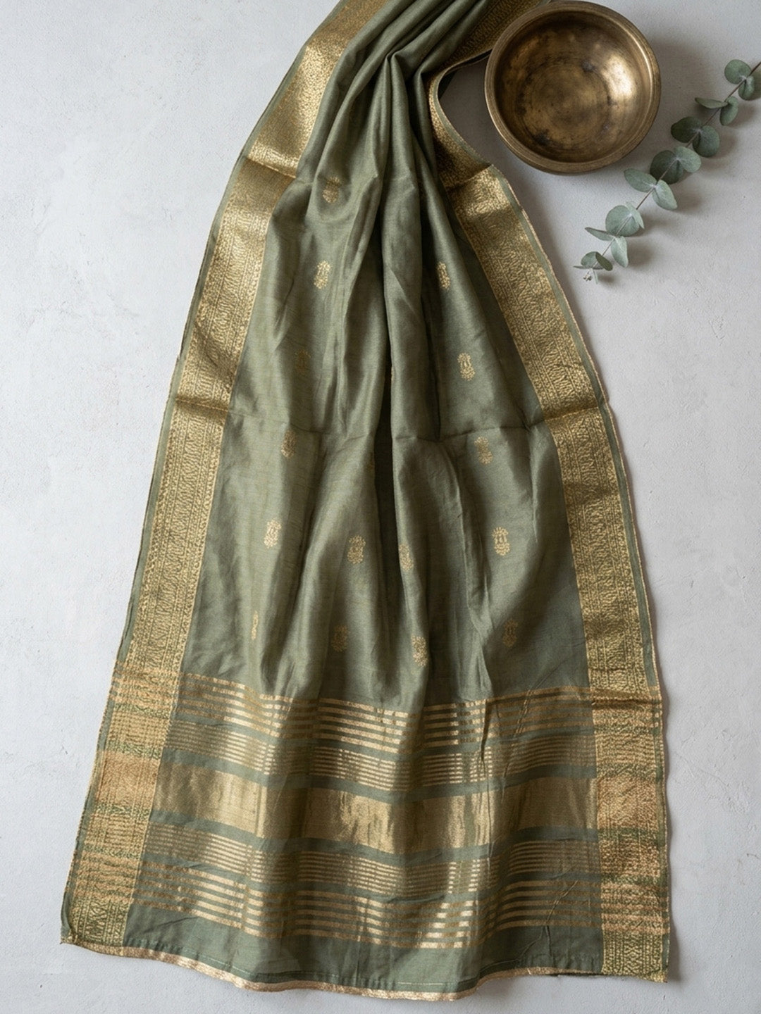 Embroidered Cotton Blend Unstitched Suit With Pant &amp; Dupatta