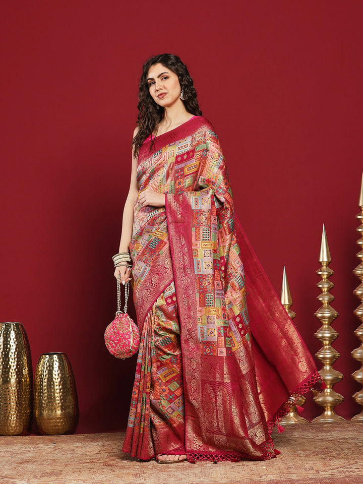 Woven Design Satin Saree