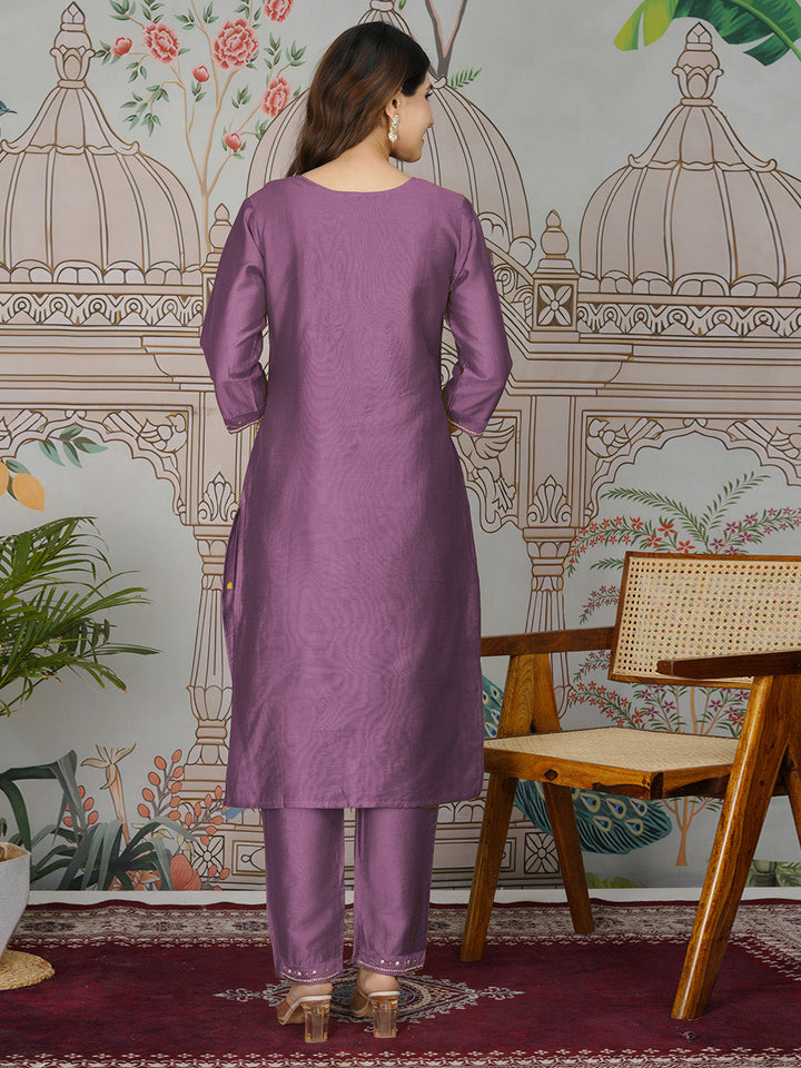 Embroidered Tissue Kurta With Pants &amp; Dupatta