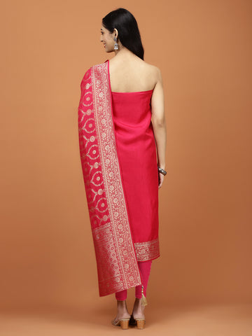 Woven Chanderi Unstitched Suit Piece With Dupatta