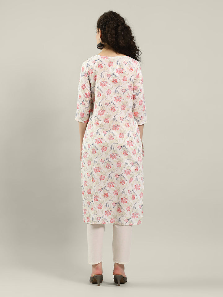 Printed Cotton Blend Kurta &amp; Pants