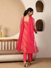 Neck Embroidered Organza Unstitched Suit Piece With Organza Dupatta