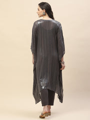 Sequin Work Georgette Kaftan Kurta With Pants