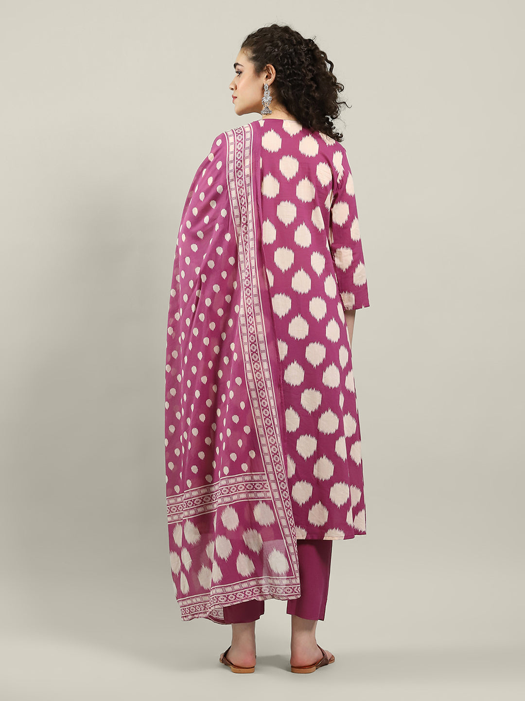 Printed Cotton Blend Kurta With Pants & Dupatta