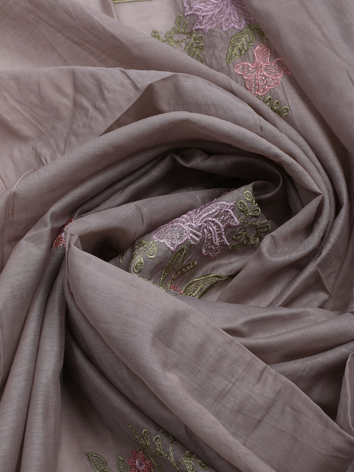 Embroidered Chanderi Unstitched Suit With Dupatta