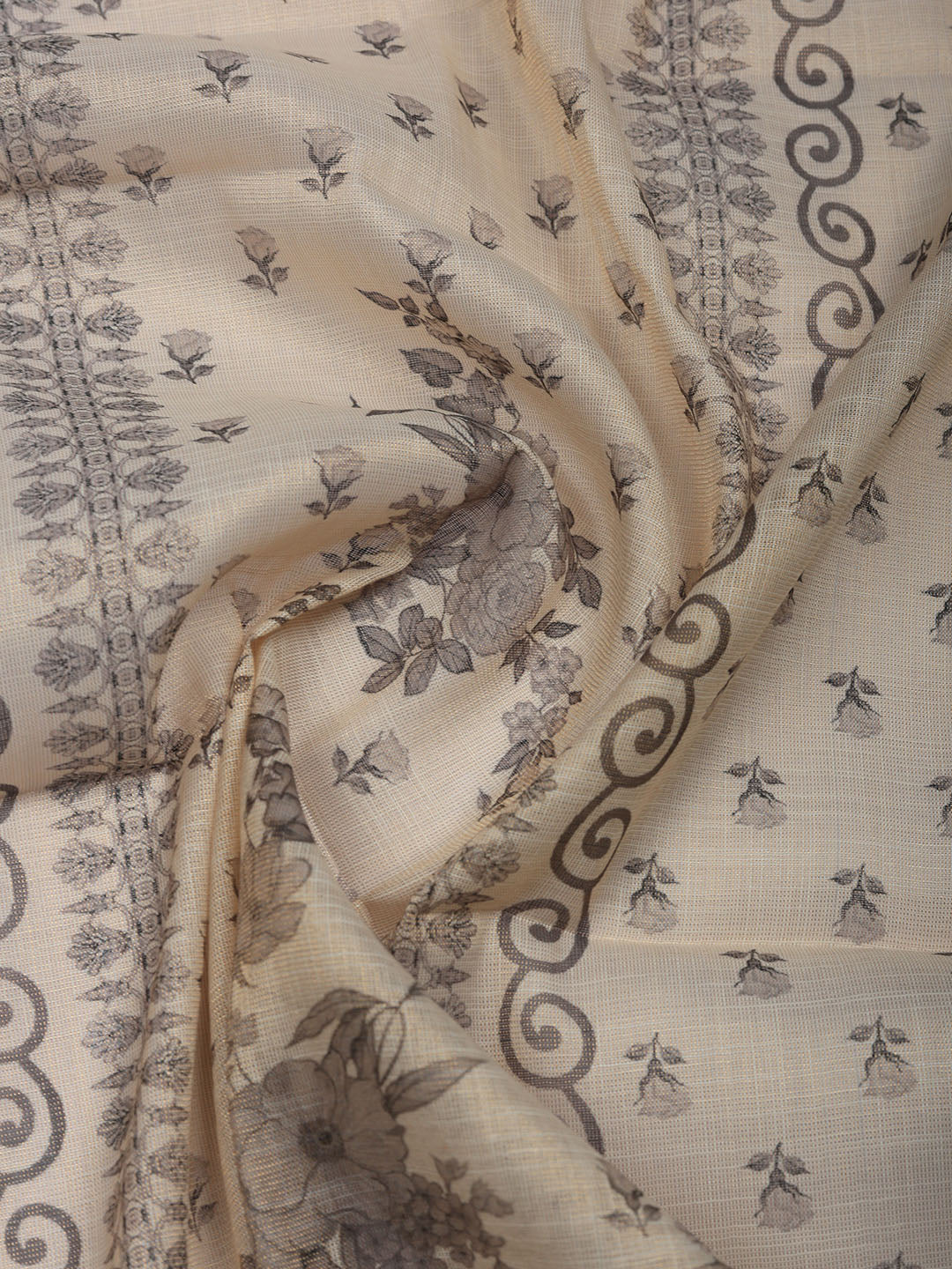 Embroidered Linen Blend Unstitched Suit With Pant &amp; Dupatta