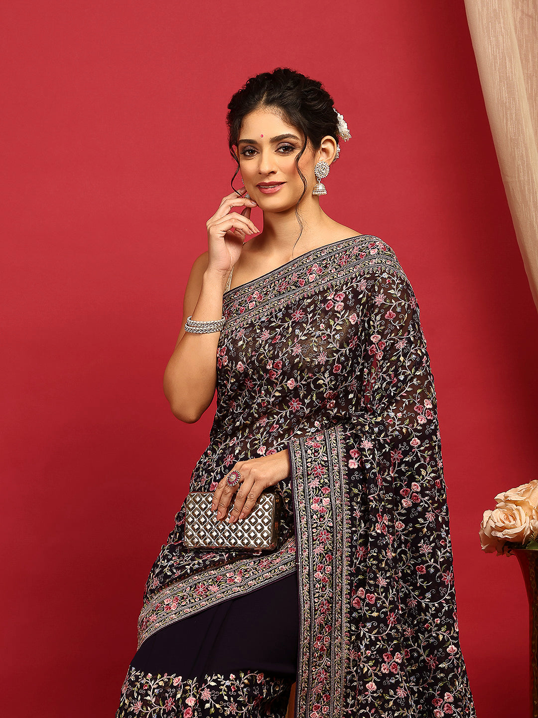 Embroidered Georgette Saree