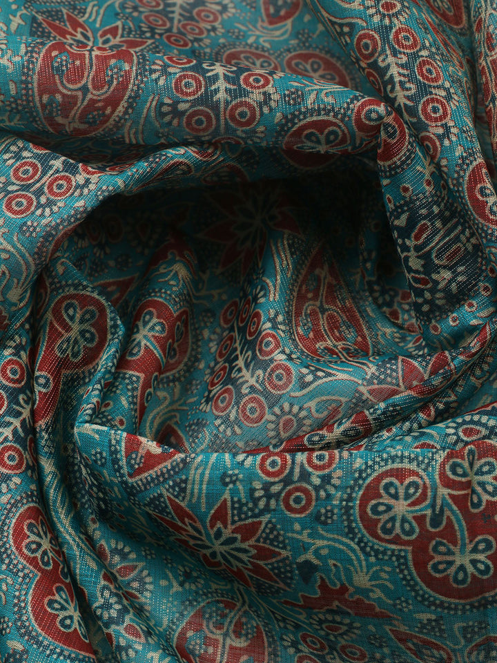 Embroidered Chanderi Unstitched Suit With Pant &amp; Dupatta