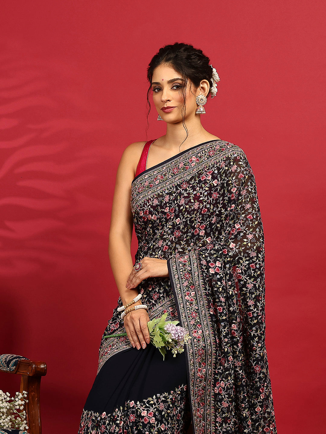 Embroidered Georgette Saree