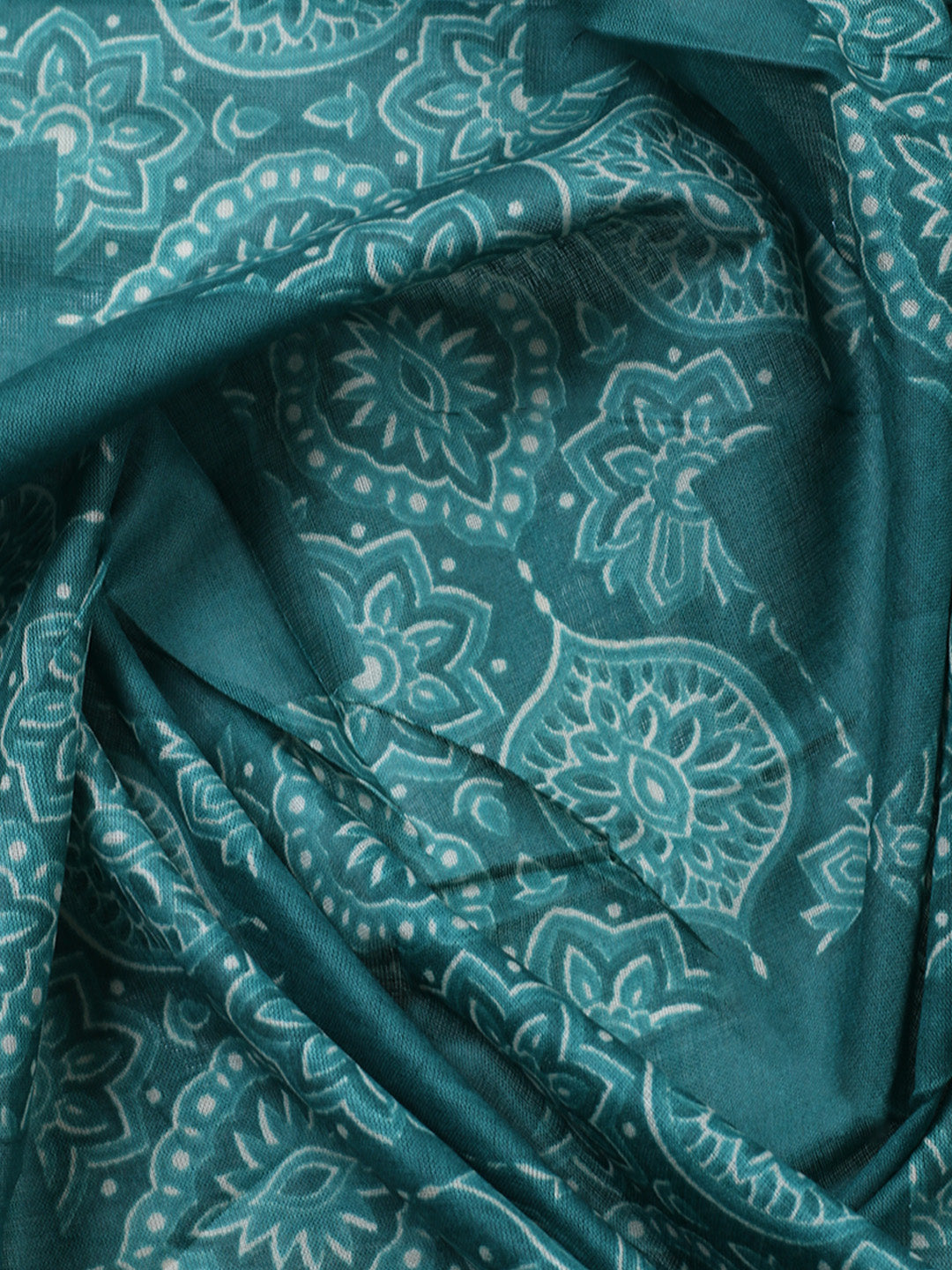Printed Cotton Blend Unstitched Suit With Pant &amp; Dupatta